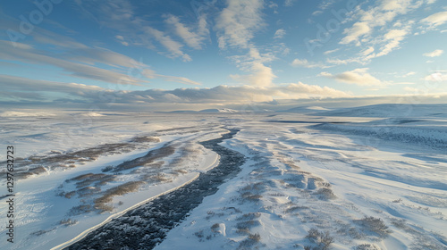 Aerial View of Aurora Over Arctic Wilderness