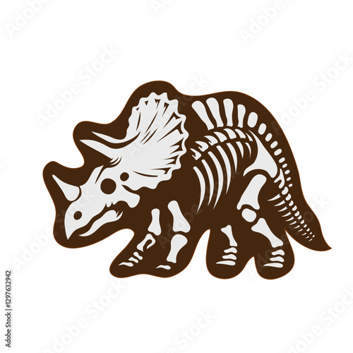 vector illustration of a triceratop fossil