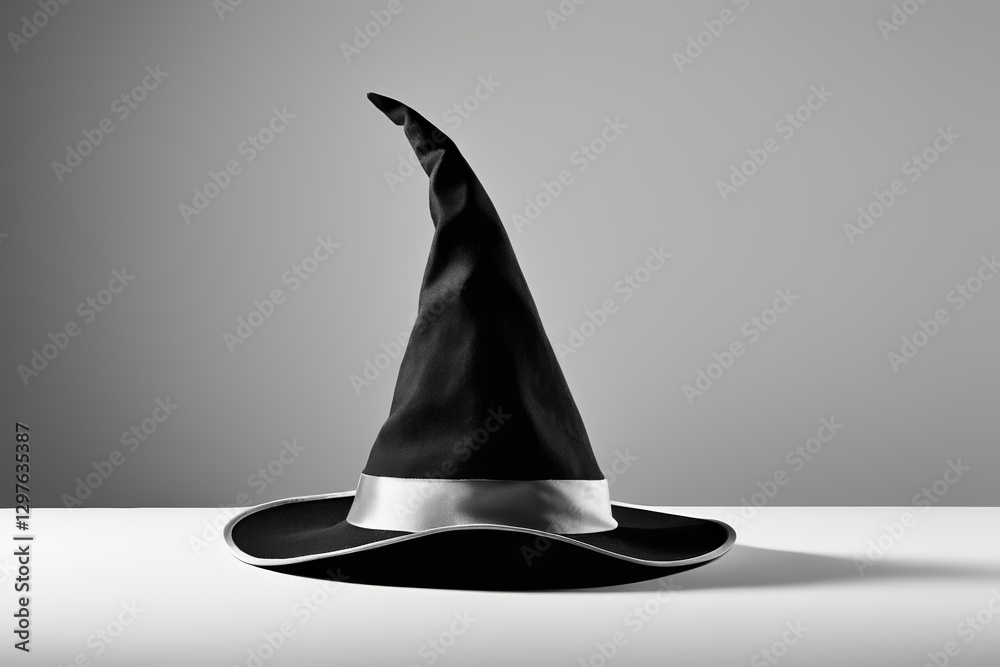Fototapeta premium arafed black and white photograph of a witch hat on a table