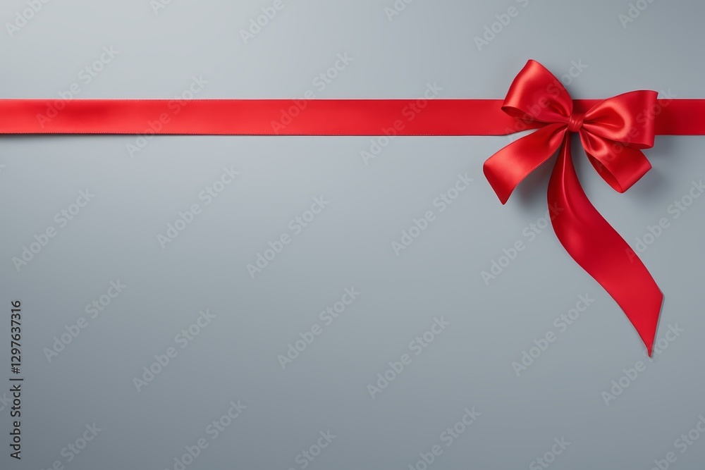 arafed red ribbon with a bow on a gray background arafed red ribbon with a bow on a gray background