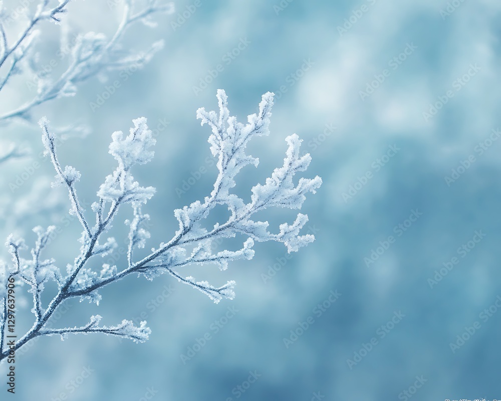 Frosty branches, winter forest, serene background, nature card Frosty branches, winter forest, serene background, nature card