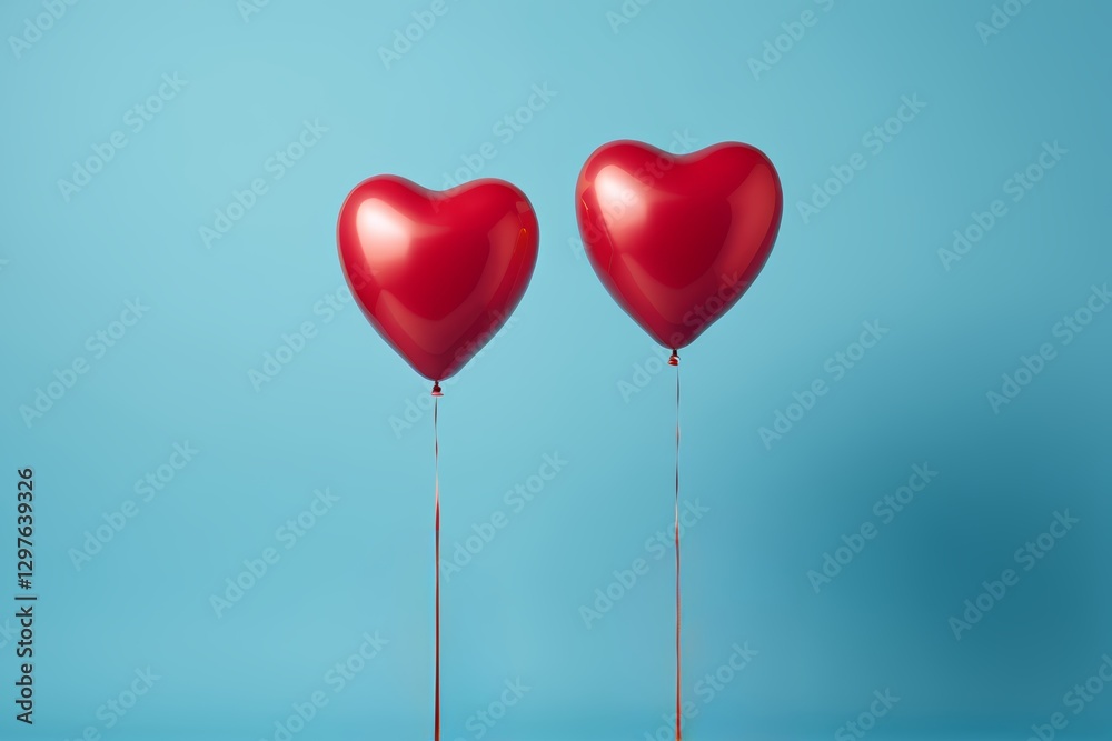 two red heart shaped balloons are on a stick in the shape of a heart two red heart shaped balloons are on a stick in the shape of a heart
