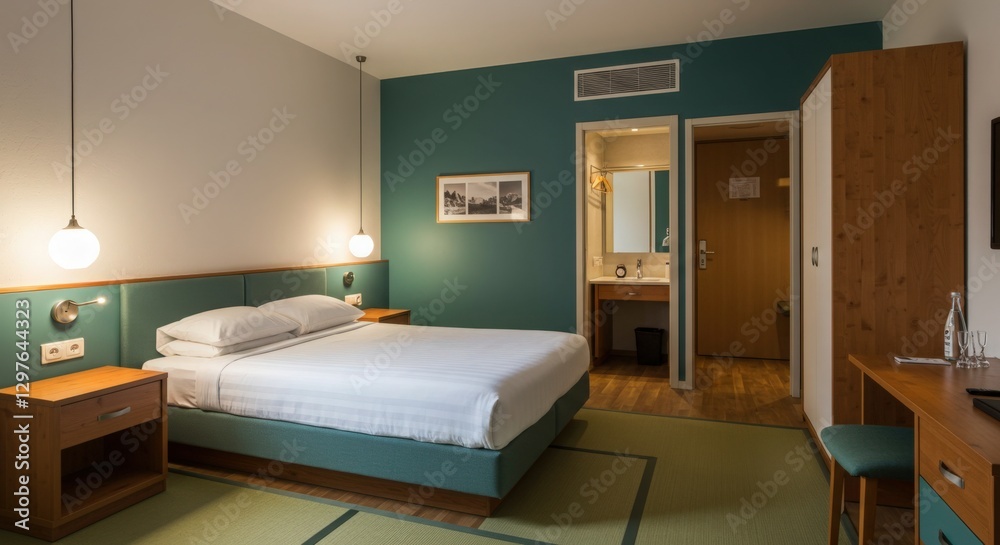 Fototapeta premium retro minimalist Hotel Room design Rustic Japandi decor