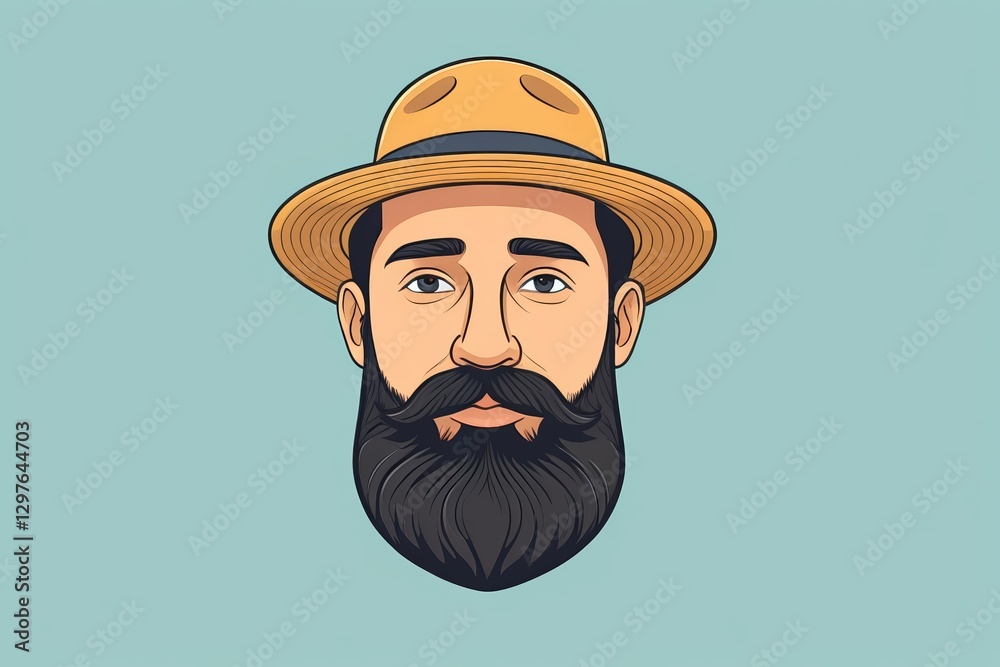 a close up of a man with a hat and beard a close up of a man with a hat and beard