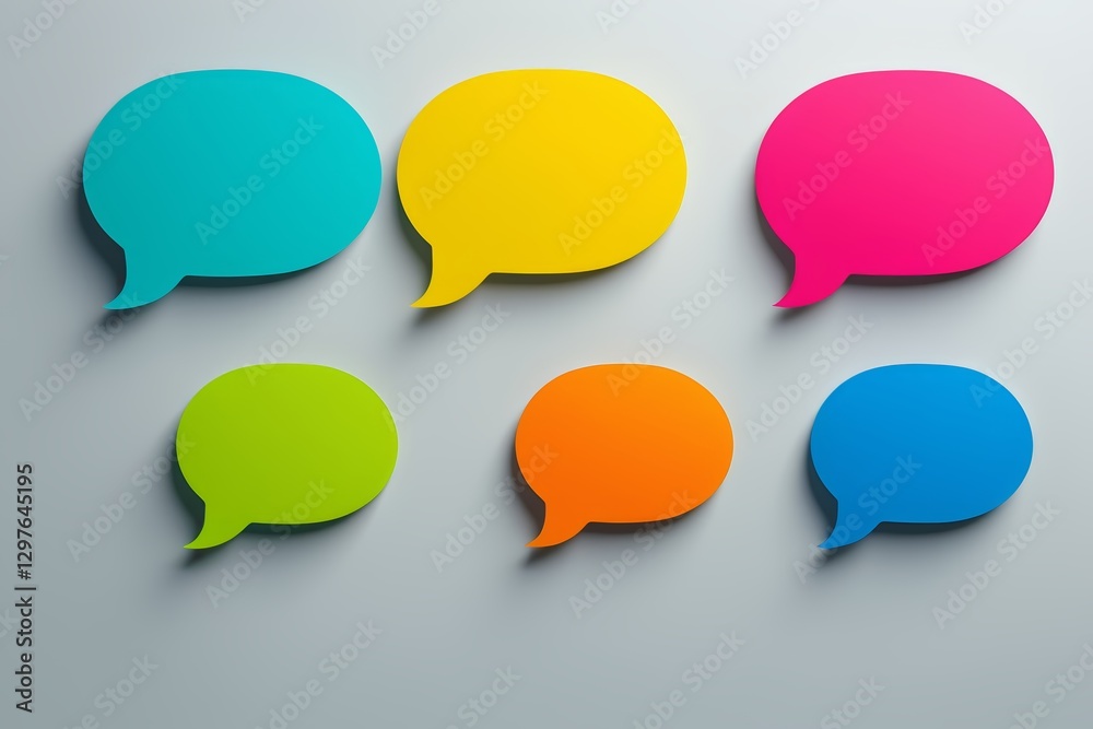 a close up of a group of speech bubbles with different colors a close up of a group of speech bubbles with different colors