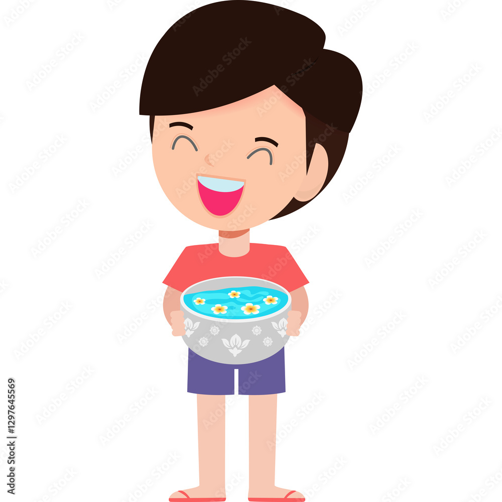 Songkran festival thai kid Traditional enjoy splashing water Thailand Traditional Illustration flat Songkran festival thai kid Traditional enjoy splashing water Thailand Traditional Illustration flat