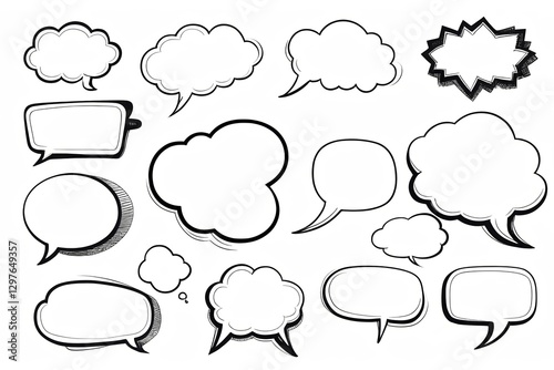 a bunch of speech bubbles are drawn in a line