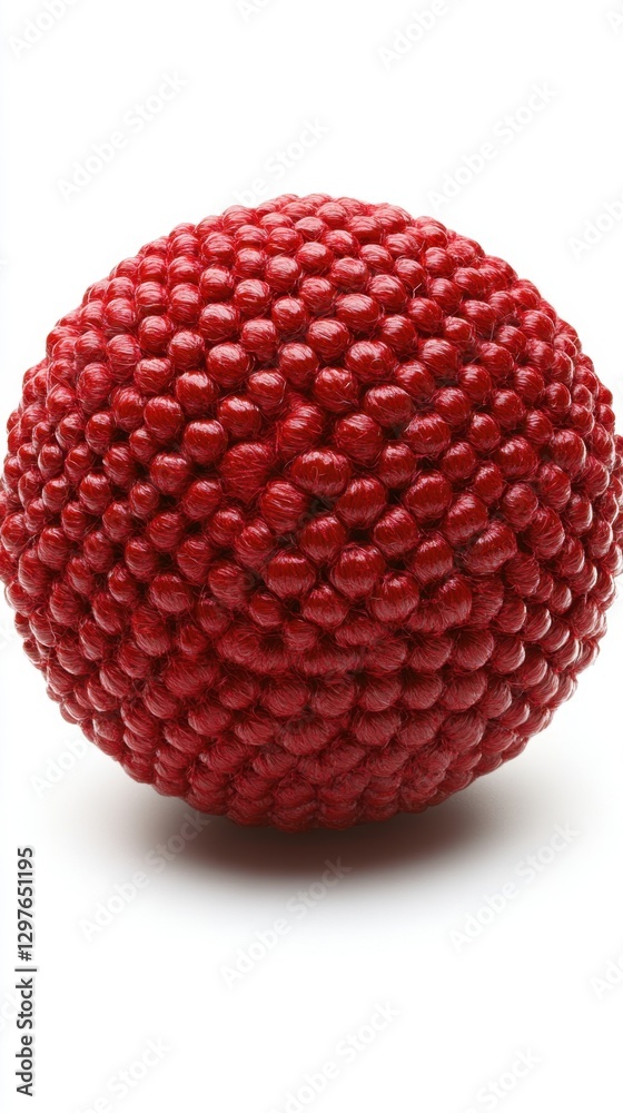 Captivating close up of a vibrant red decorative sphere showcasing intricate texture and design on white backdrop Captivating close up of a vibrant red decorative sphere showcasing intricate texture and design on white backdrop