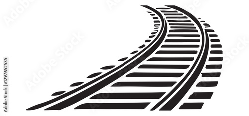 Curving Railway Tracks Graphic Vector Illustration for Travel Design