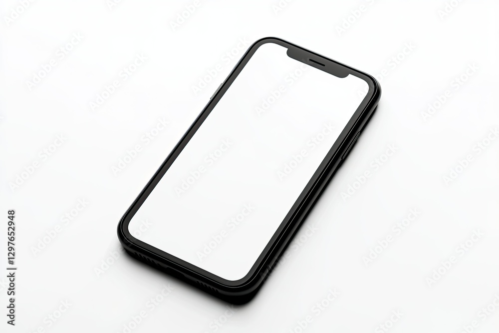 Black Smartphone with Blank Screen Empty Mockup on Isolated White Background Black Smartphone with Blank Screen Empty Mockup on Isolated White Background