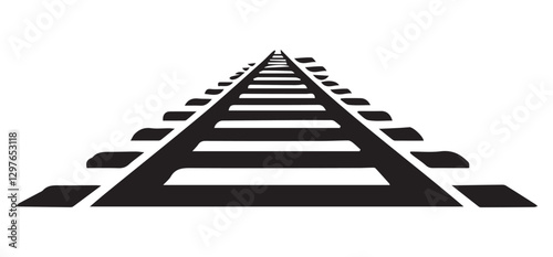 Monochrome railroad tracks silhouette vanishing point for design projects