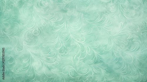 Elegant mint green floral pattern with soft swirls and textures