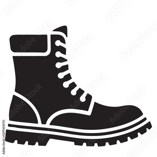 Robust Black Silhouette Work Boot Vector Illustration for Industrial Use