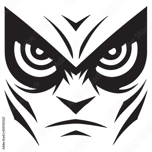 Black silhouette of an evil look mysterious dark figure illustration
