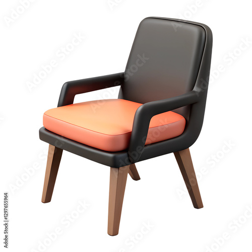 Wallpaper Mural Realistic black 3d chair. Isolated on white background. Cartoon plastic style icon Torontodigital.ca
