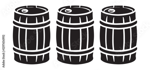 Set of Three Metallic Oil Barrels For Resource Management