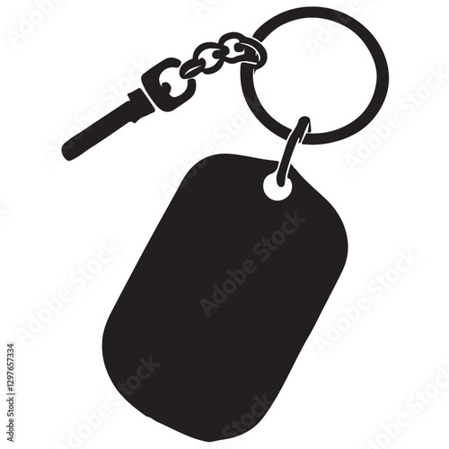 Blank Silhouette Dog Tag Keychain Illustration for Personalization and Identity