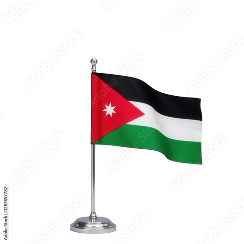 Obraz na płótnie Jordan flag on a chrome stand with transparent background w salonie