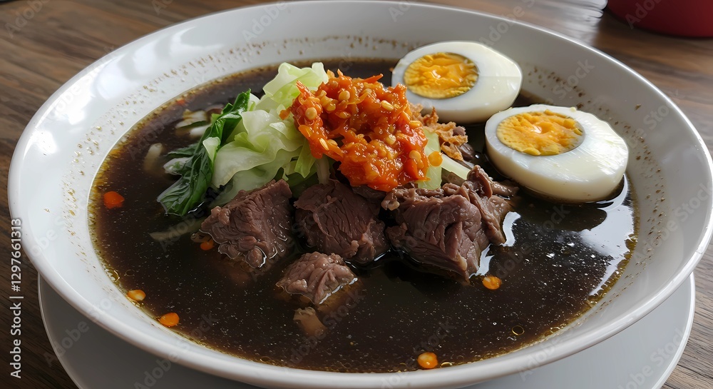 Indonesian Cuisine: Delicious Beef Soup with Boiled Eggs Indonesian Cuisine: Delicious Beef Soup with Boiled Eggs