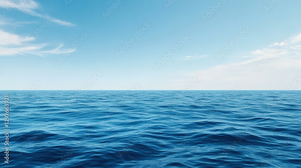 Fototapeta premium Serene ocean reflection vast water body digital art tranquil environment aerial view midjourney concept