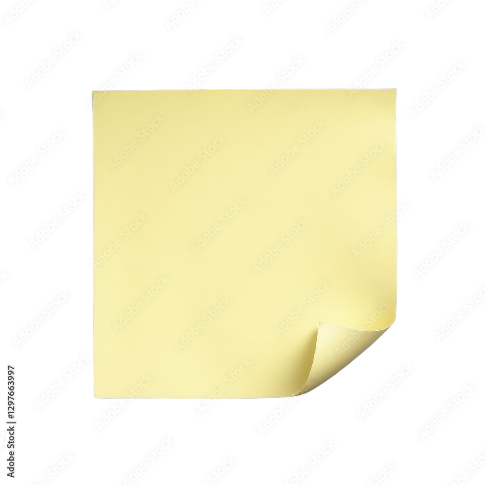 Pale Yellow Sticky Note with Curled Corner, transparent background Pale Yellow Sticky Note with Curled Corner, transparent background