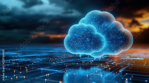 Exploring cloud computing dynamics digital space visual art tech environment aerial view innovation