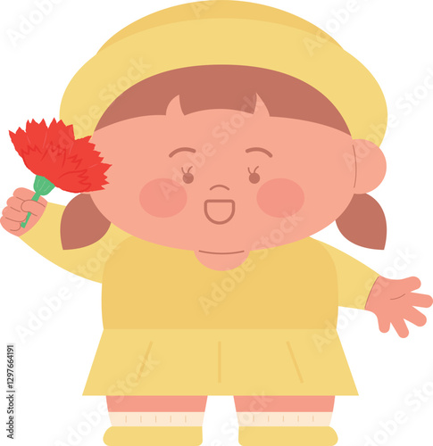 children holding carnation flower celebrating teacher's day mother's day parents day