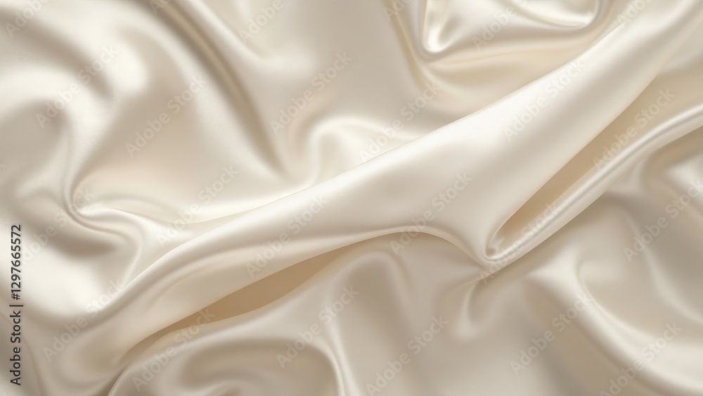 Fototapeta premium Smooth Cream Satin Fabric with Soft Drapery and Elegant Texture