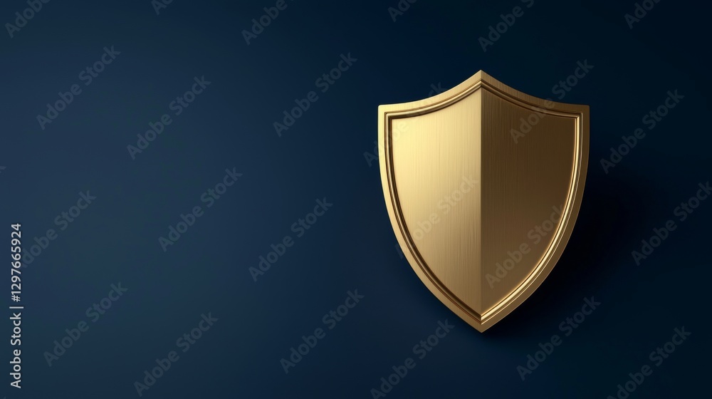 A shiny gold shield against a dark blue background, symbolizing protection, security, and strength. A shiny gold shield against a dark blue background, symbolizing protection, security, and strength.