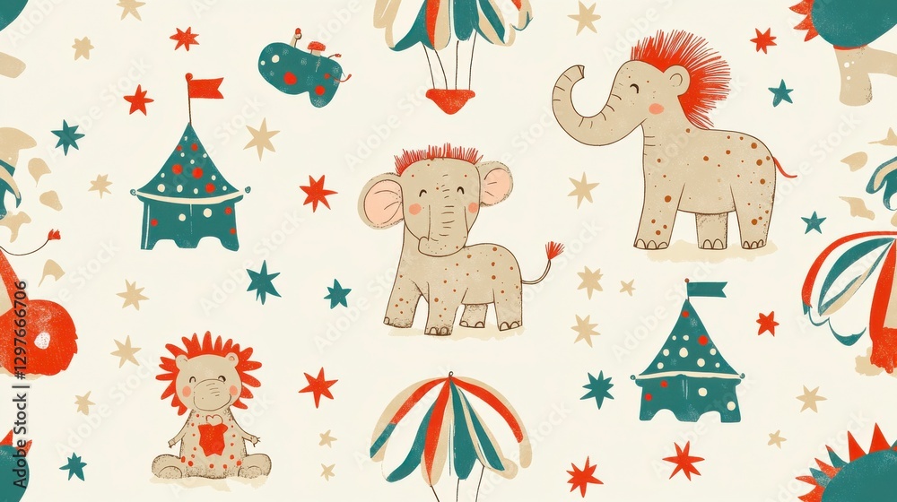 Fototapeta premium Playful Vintage Patterns for Children's Toy Packaging