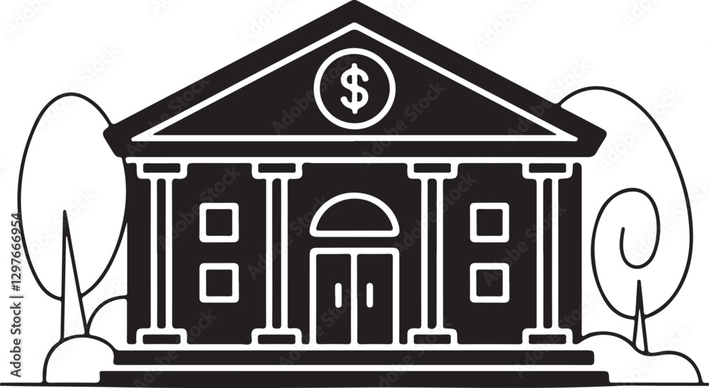 Bank financial services with money symbol Bank financial services with money symbol