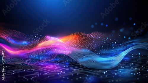 Dynamic waves of color abstract digital art close-up futuristic environment vibrant viewpoint midjourney concept