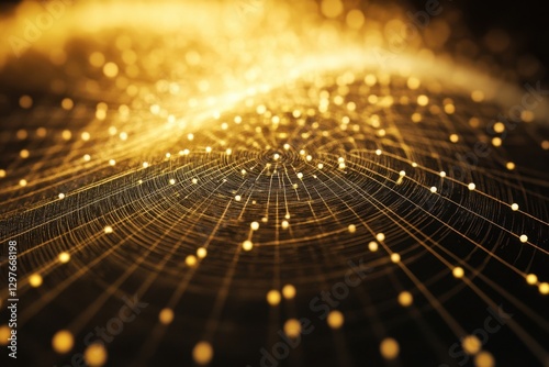 A gold and black image with many dots