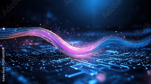 Digital wave motion abstract art virtual space digital environment close-up conceptual visualization