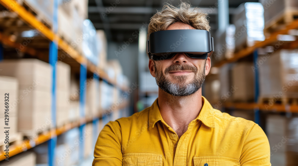 warehouse manager using augmented reality technology to check stock levels warehouse manager using augmented reality technology to check stock levels