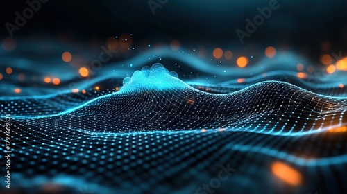 Cloud computing visualization digital space 3d render virtual environment aerial view midjourney concept