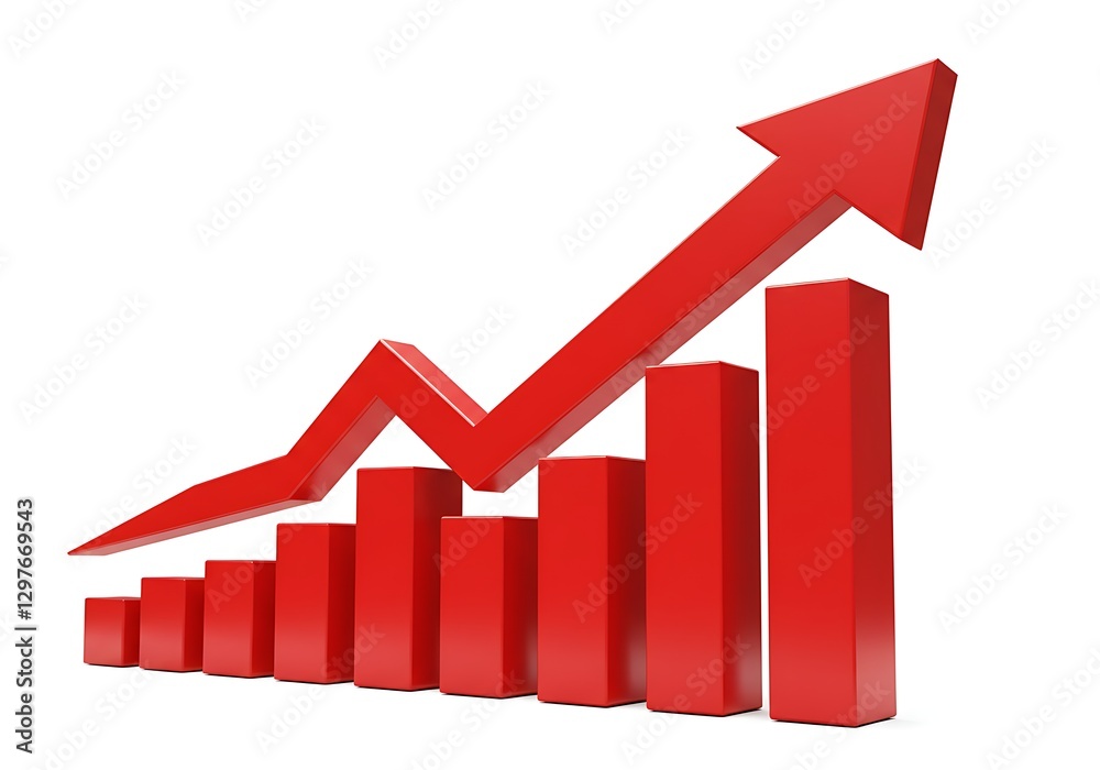 Red Upward Arrow Graph Indicating a Rising Trend Business Growth Concept Red Upward Arrow Graph Indicating a Rising Trend Business Growth Concept