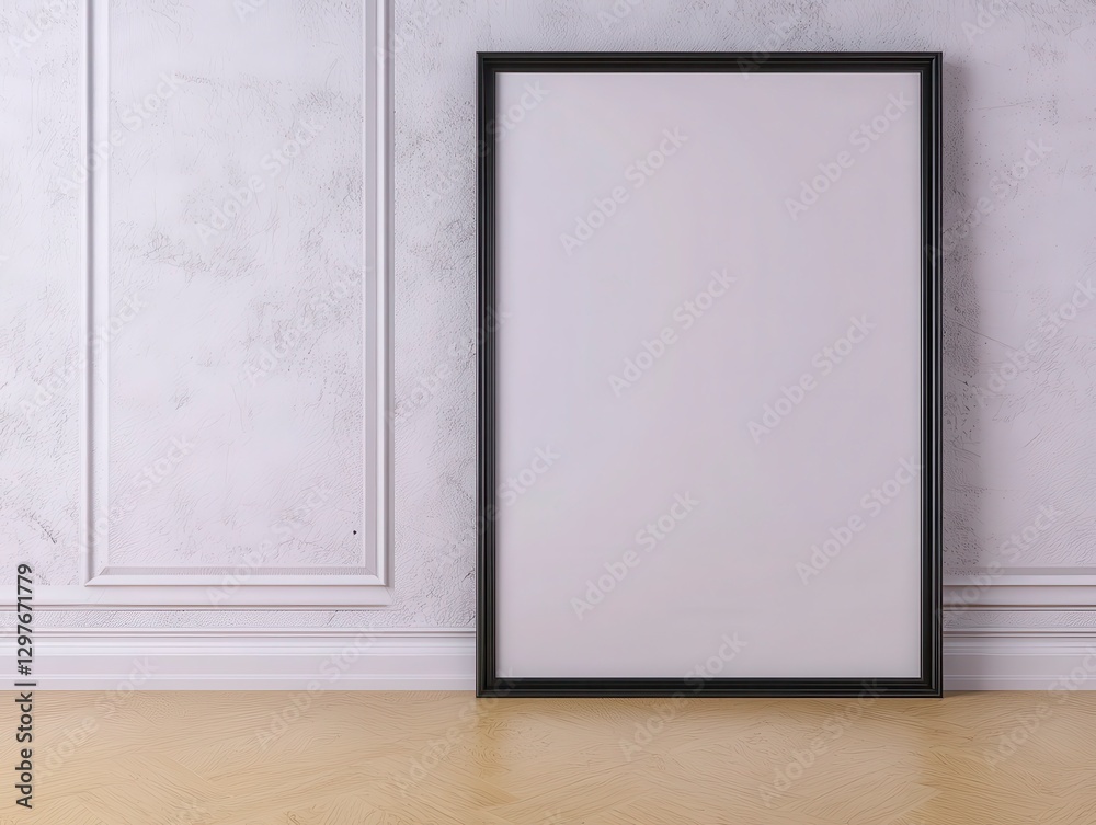 Empty Frame on Minimalist Wall in Modern Interior Design Setting Empty Frame on Minimalist Wall in Modern Interior Design Setting