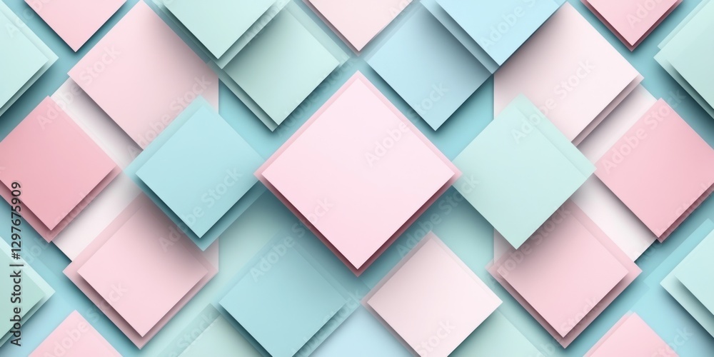 Geometric composition of layered squares with pastel colored paper Geometric composition of layered squares with pastel colored paper