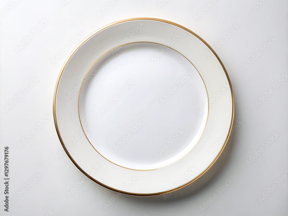 Elegant White Plate with Gold Rim for Sophisticated Dining Elegant White Plate with Gold Rim for Sophisticated Dining