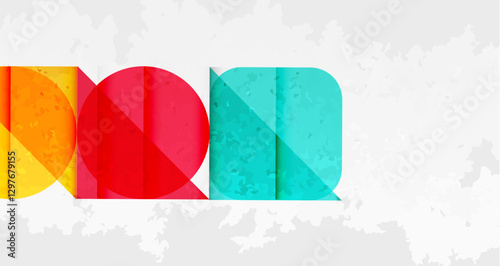 Squares, circles and triangles and grainy noisy texture. Vector Illustration For Wallpaper, Banner, Background, Card, Book Illustration, landing page