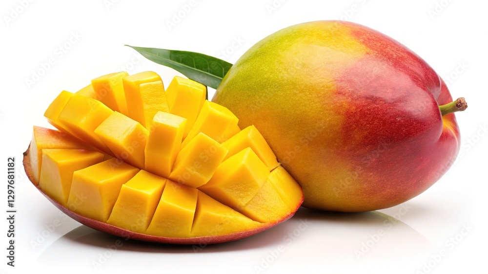 Isolated Mango Wedge in a Burst of Color Isolated Mango Wedge in a Burst of Color