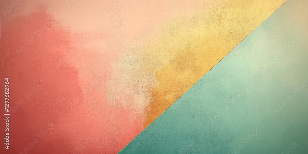 Fototapeta premium Abstract wall with painted color blocks of pink gold turquoise
