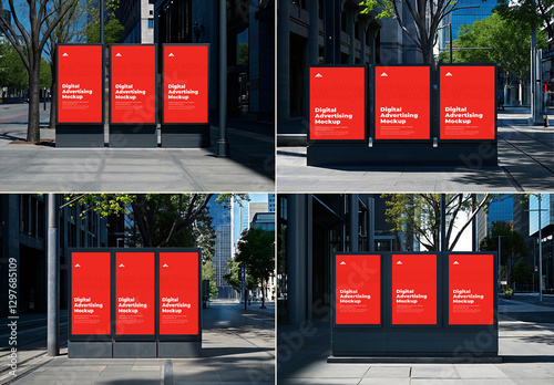 Three Digital Sceen Advertising Mockup