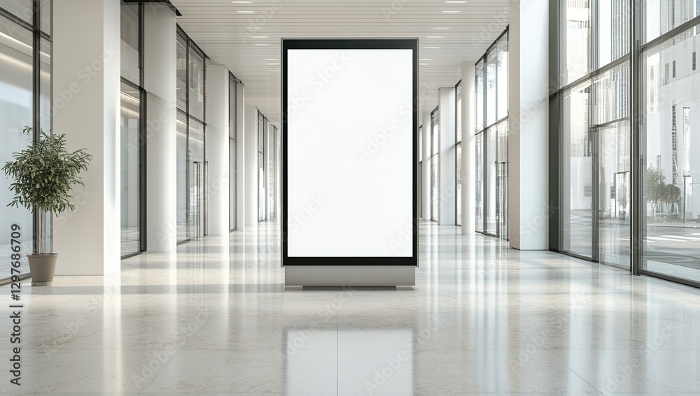 Fototapeta premium Blank Advertisement Display in Modern Building Hallway