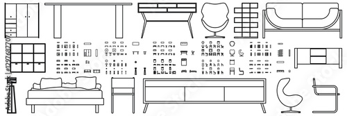 home png vector drawing furniture design set