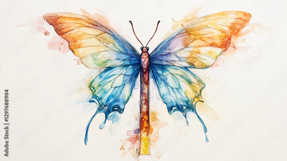Obraz premium Vibrant Watercolor Butterfly A Symbol of Transformation and Beauty