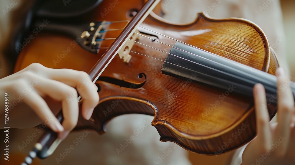Fototapeta premium A close up view of a person playing a violin