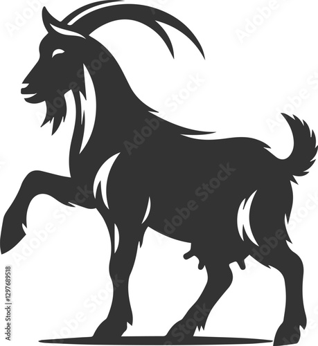 Goat standing with one front leg raised animal vector silhouette