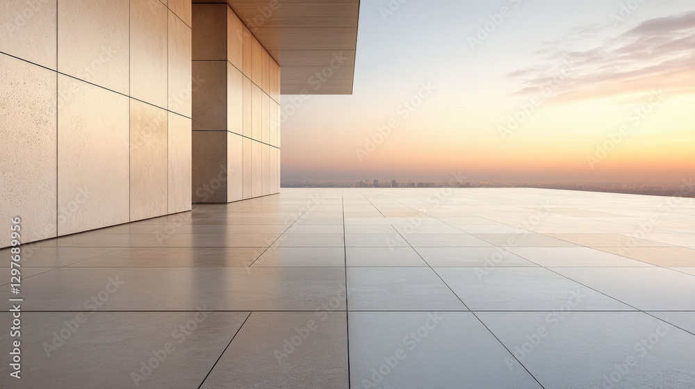 Obraz premium Stone pavement and modern architecture